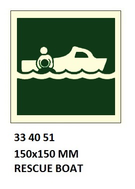 SAFETY SIGN W/O TEXT RESCUE, BOAT 150X150MM (IMO)