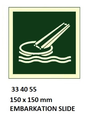 SAFETY SIGN W/O TEXT (IMO), EVACUATION SLIDE 150X150MM