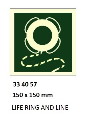 SAFETY SIGN W/O TEXT LIFEBUOY, WITH LINE 150X150MM (IMO)