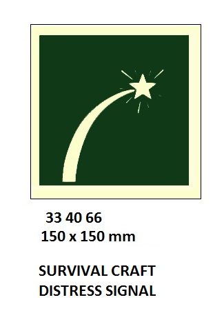 SIGN W/O TEXT SURVIVAL CRAFT, DISTRESS SIGNALS 150X150MM IMO