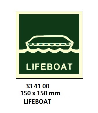 SAFETY SIGN LIFEBOAT, 150X150MM (IMO)