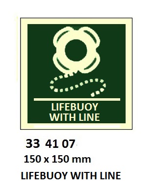 SAFETY SIGN LIFEBUOY WITH LINE, 150X150MM (IMO)