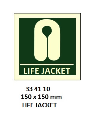 SAFETY SIGN LIFEJACKET, 150X150MM