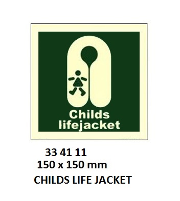 SAFETY SIGN CHILDS LIFEJACKET, 150X150MM