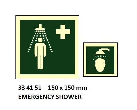 SAFETY SIGN W/O TEXT EMERGENCY, SHOWER 150X150MM
