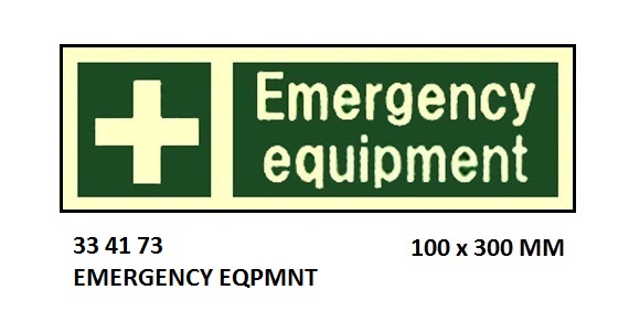 SAFETY SIGN EMERGENCY EQPMNT, 100X300MM