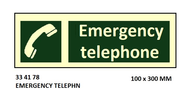 SAFETY SIGN EMERGENCY TELEPHN, 100X300MM