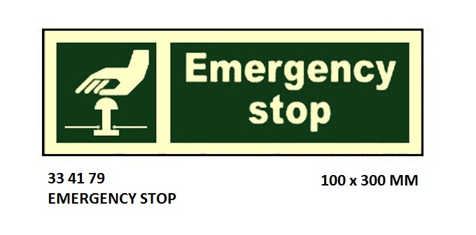 SAFETY SIGN EMERGENCY STOP, 100X300MM