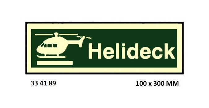 SAFETY SIGN HELIDECK, 100X300MM