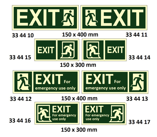 DIRECTION SIGN EXIT FOR, EMERG USE ONLY(R) 150X300MM