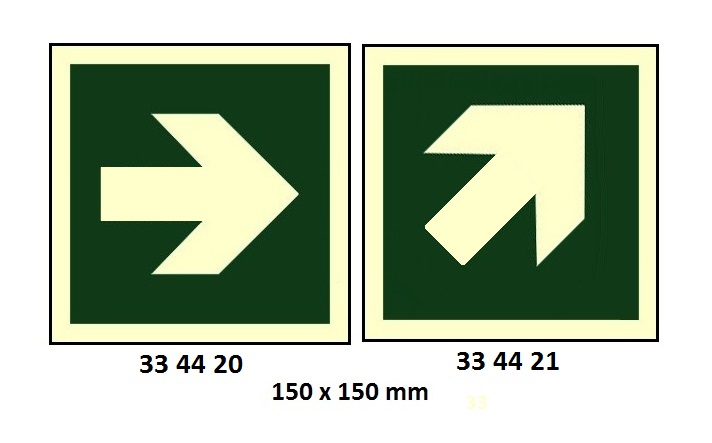 SAFETY SIGN ARROW 45DEG UP, (R) (SIZE TO BE SPECIFIED)