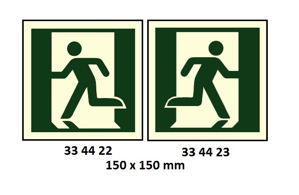 DIRECTION SIGN EXIT W/RUNNING, MAN LEFT 150X150MM