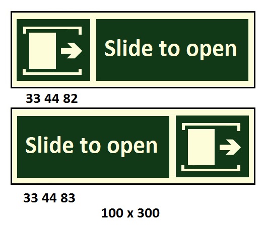 DIRECTION SIGN SLIDE TO OPEN, (L) 100X300MM