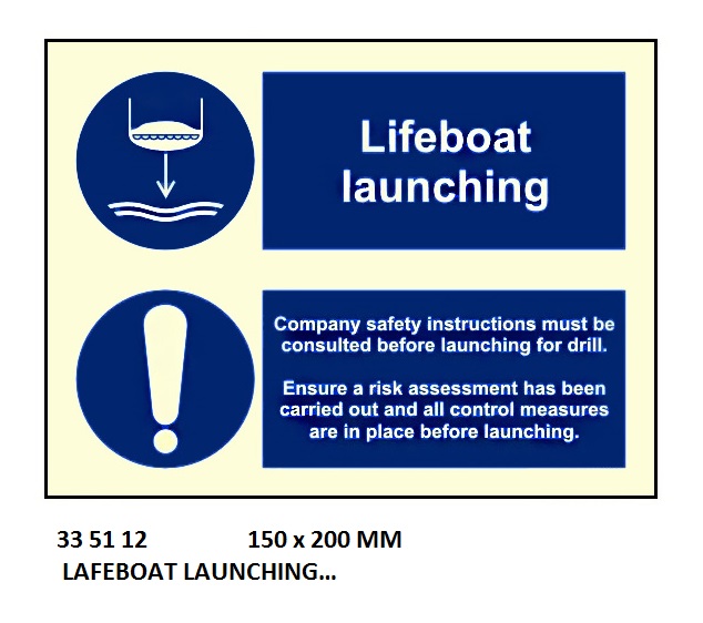 SAFETY SIGN LSA LIFEBOAT, LAUNCHING 150X200MM