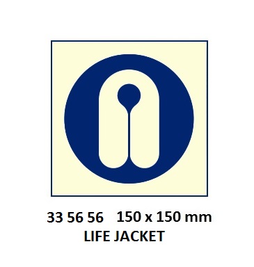 MANDATORY SIGN LIFEJACKETS, #5656 150X150MM