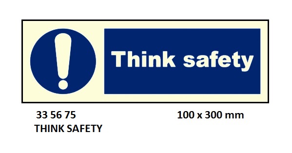 SIGN WHITE VINYL SELF ADHESIVE, #5675 100X300MM THINK SAFETY