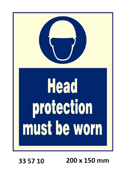 SIGN WHITE VINYL SELF ADHESIVE, 5710 200X150MM HEAD PROTECTION