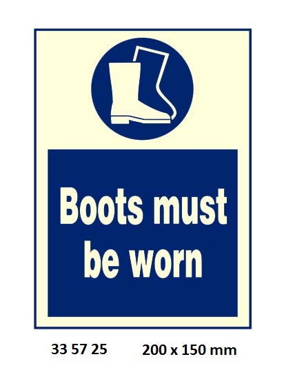 SIGN WHITE VINYL SELF ADHESIVE, #5725 200X150MM BOOTS MUST BE