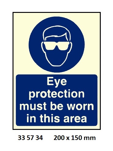 MANDATORY SIGN EYE PROTECTION, MUST BE WORN 200X150MM