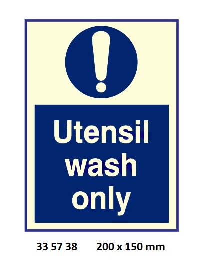SIGN GALLEY UTENSIL WASH ONLY, 5738KJ 200X150MM