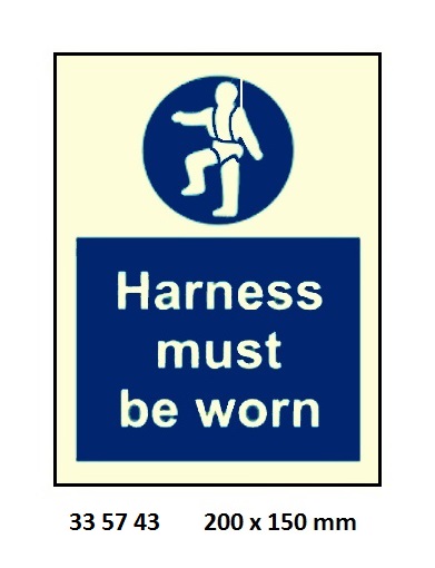 MANDATORY SIGN HARNESS MUST, BE WORN #5743KJ 200X150MM