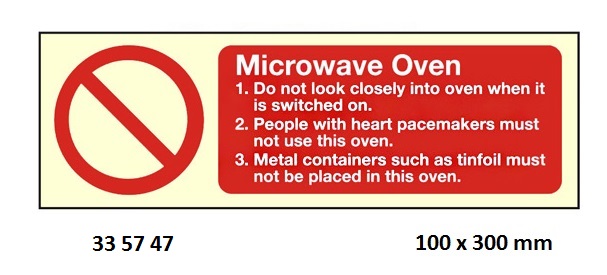 SIGN GALLEY MICROWAVE OVEN, PRECAUTIONS #5747GM 100X300MM