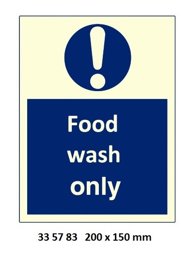 SIGN GALLEY FOOD WASH ONLY, #5783KJ 200X150MM