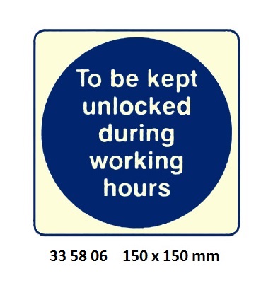 MANDATORY SIGN TO BE KEPT, UNLOCKED 150X150MM