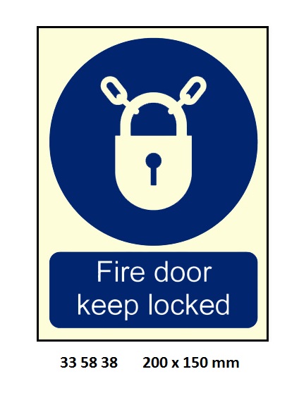 MANDATORY SIGN FIRE DOOR, KEEP LOCKED #5838KJ 200X150MM