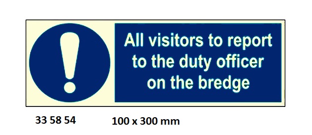 MANDATORY SIGN ALL VISITORS, REPORT TO OFFICER 100X300MM