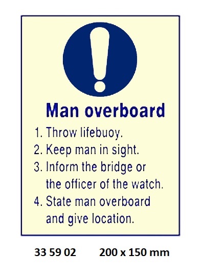 MANDATORY SIGN MAN OVERBOARD, 200X150MM