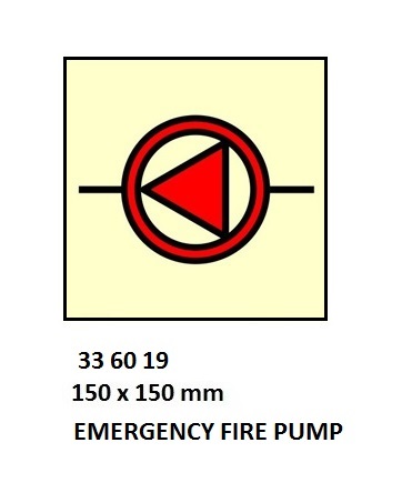 FIRE CONTROL SIGN EMERGENCY, FIRE PUMP 150X150MM