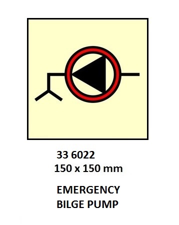 FIRE CONTROL SIGN EMERGENCY, BILGE PUMP 150X150MM