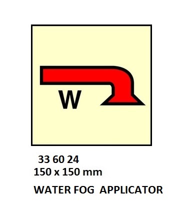 FIRE CONTROL SIGN WATER FOG, APPLICATOR 150X150MM
