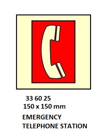 FIRE CONTROL SIGN EMERGENCY, TELEPHONE STATION 150X150MM