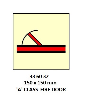 FIRE CONTROL SIGN `A` CLASS, FIRE DOOR 150X150MM