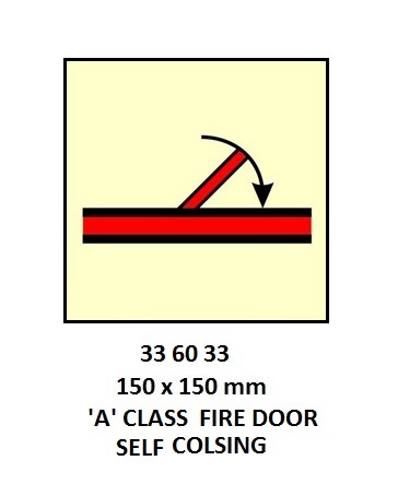 FIRE CONTROL SIGN `A` CLASS, FIRE DOOR SELFCOLSING150X150MM