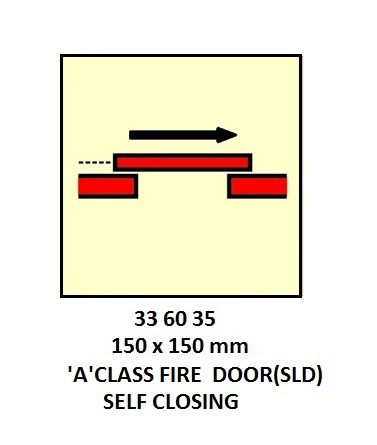 FIRE CNTRL SIGN `A`CLASS FIRE, DOOR(SLD) SELFCLOSING150X150MM