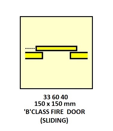 FIRE CNTRL SIGN `B`CLASS FIRE, DOOR(SLIDING) 150X150MM