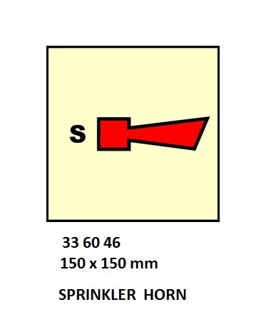 FIRE CONTROL SIGN SPRINKLER, HORN 150X150MM