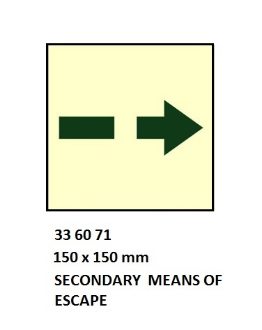 FIRE CONTROL SIGN SECONDARY, MEANS OF ESCAPE 150X150MM