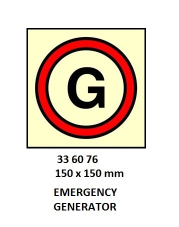 FIRE CONTROL SIGN EMERGENCY, GENERATOR 150X150MM