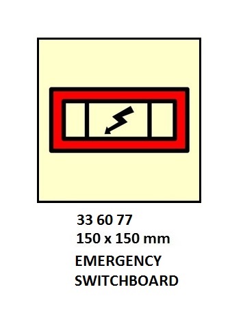 FIRE CONTROL SIGN EMERGENCY, SWITCHBOARD 150X150MM