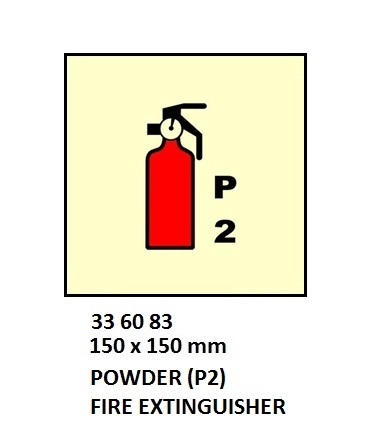 FIRE CONTROL SIGN POWDER(P2), FIRE EXTINGUISHER 150X150MM