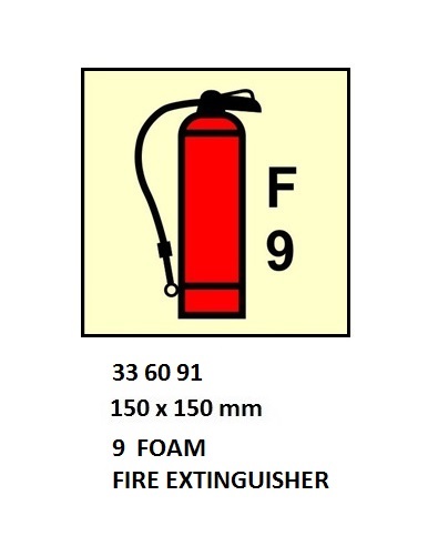 FIRE EQUIPMENT SIGN 9LTR FOAM, FOAM EXTINGUISHER 150X150MM