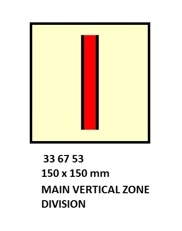 FIRE CONTROL SYMBOL ISO 17631, MAIN VERTICAL ZONE 150X150MM