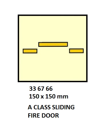 FIRE CONTROL SYMBOL ISO 17631, A SILIDING FIRE DOOR 150X150MM