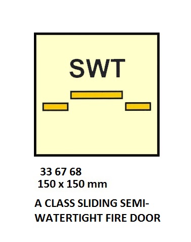 FIRE CONTROL SYMBOL ISO 17631, A S-W/T SLIDE F-DOOR 150X150MM