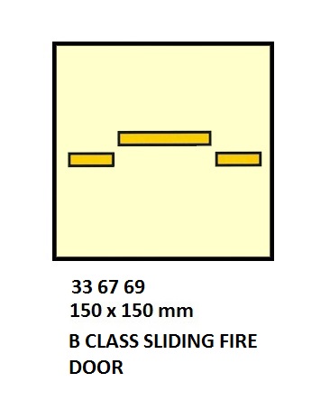 FIRE CONTROL SYMBOL ISO 17631, B SILIDING FIRE DOOR 150X150MM