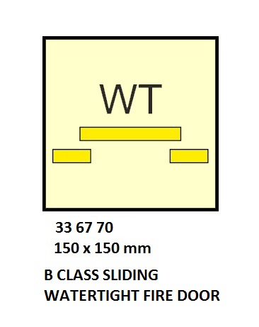 FIRE CONTROL SYMBOL ISO 17631, B W/T SLIDE FIREDOOR 150X150MM